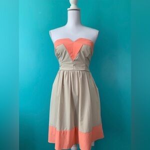 Maurices Dress Women’s Strapless Dress 9 10 Tan Peach